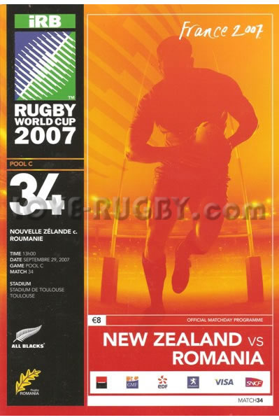 2007 New Zealand v Romania  Rugby Programme